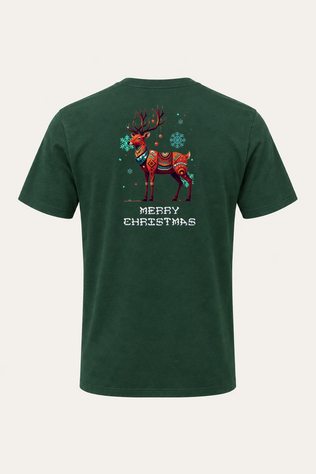 "Merry Christmas Deer" Heavyweight Unisex Crewneck T-shirt | Gildan 5000