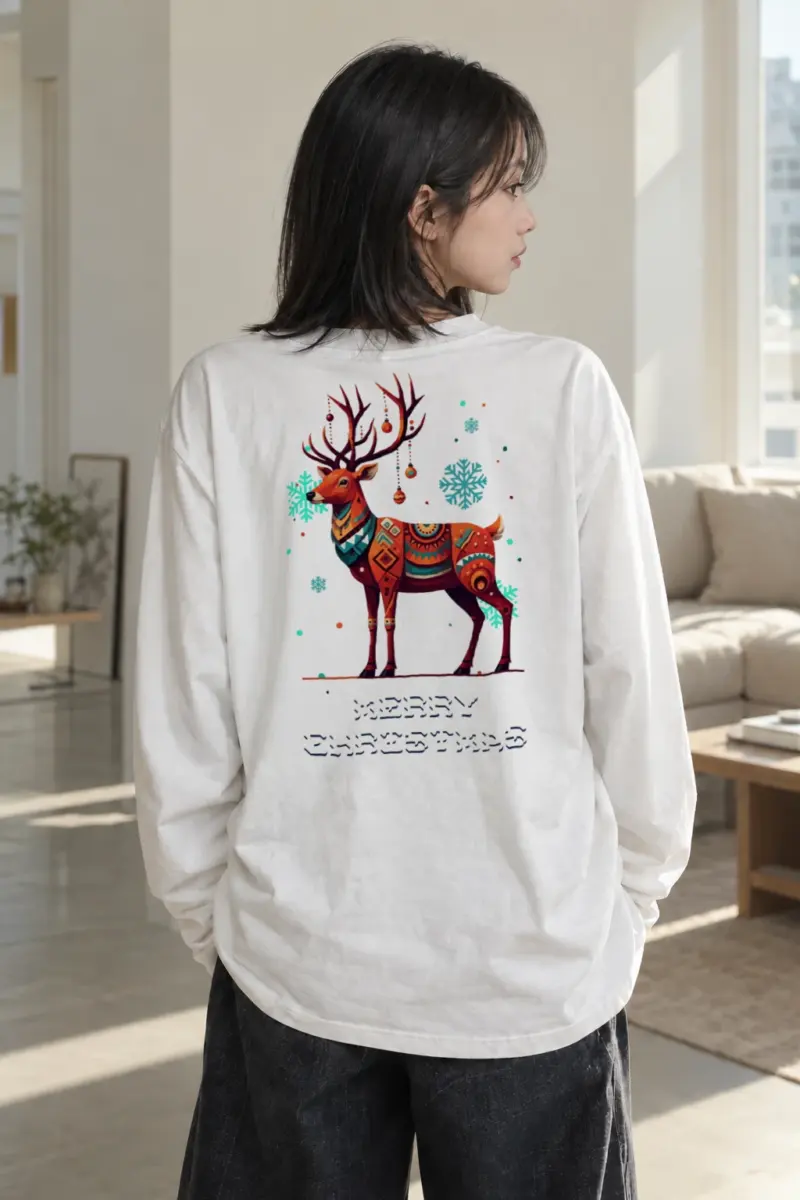 "Merry Christmas Deer" Unisex Longsleeve T-shirt | Gildan 2400