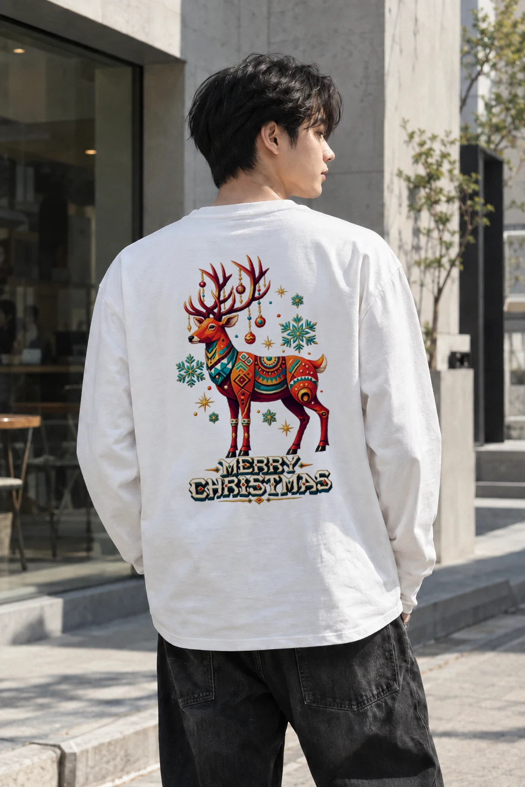 "Merry Christmas Deer" Unisex Longsleeve T-shirt | Gildan 2400