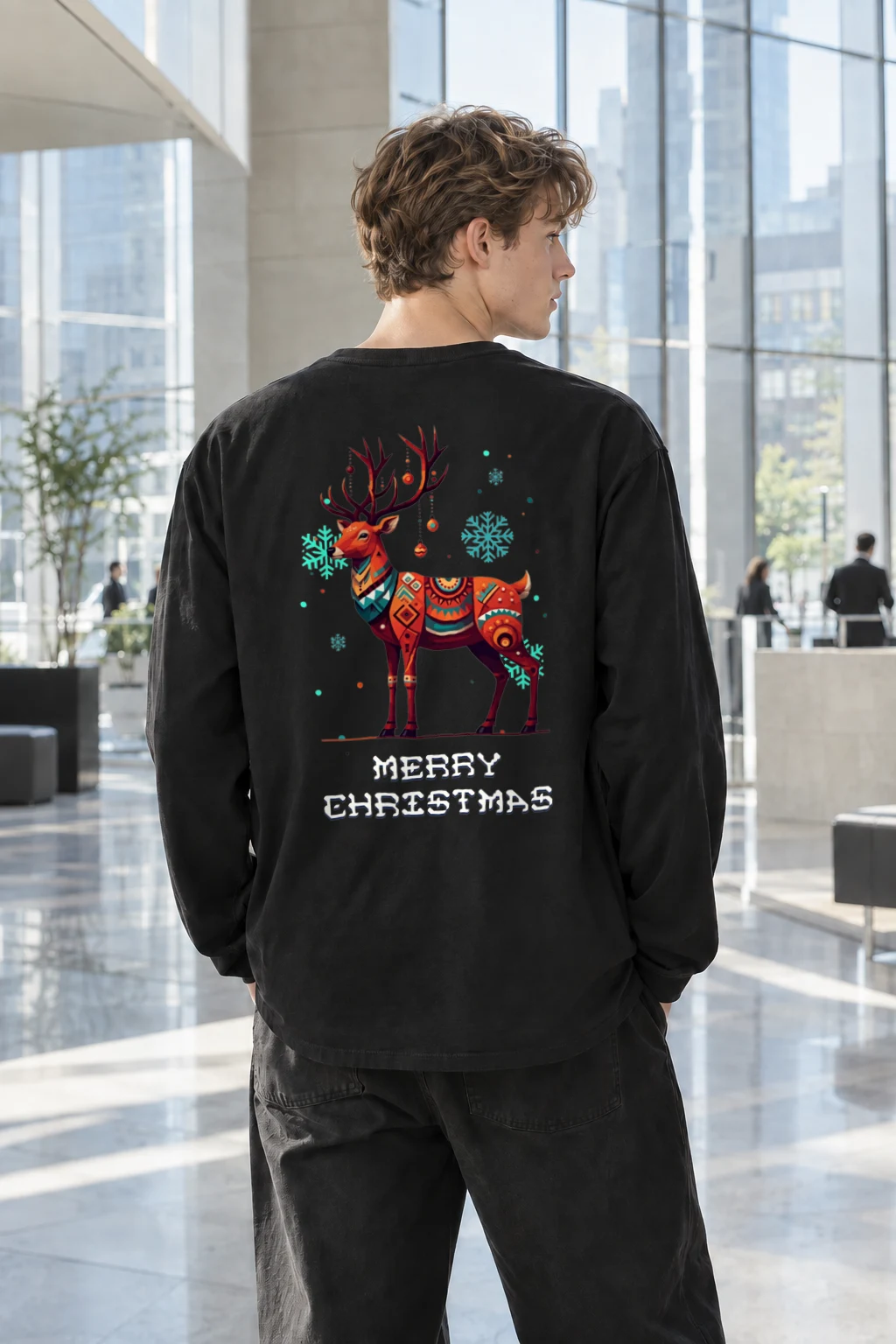 "Merry Christmas Deer" Unisex Longsleeve T-shirt | Gildan 2400