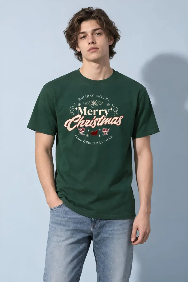 "Merry Christmas" Heavyweight Unisex Crewneck T-shirt