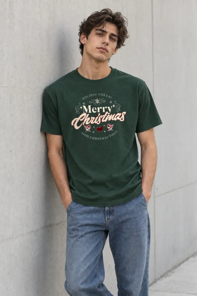 "Merry Christmas" Heavyweight Unisex Crewneck T-shirt | Gildan 5000
