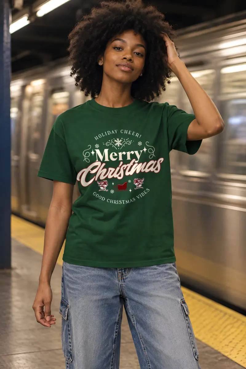 "Merry Christmas" Heavyweight Unisex Crewneck T-shirt