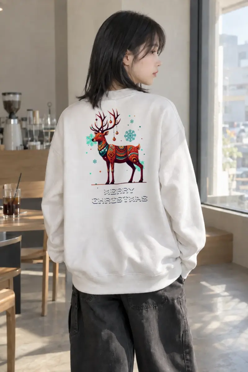 "Merry Christmas Reindeer" Heavy Blend Unisex Crewneck Sweatshirt | Gildan 18000