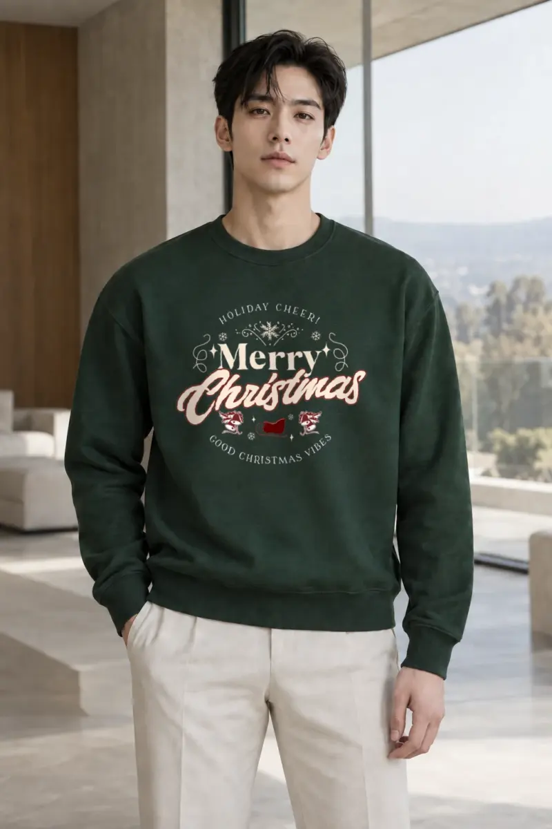 "Merry Christmas Sleigh" Heavy Blend Unisex Crewneck Sweatshirt | Gildan 18000