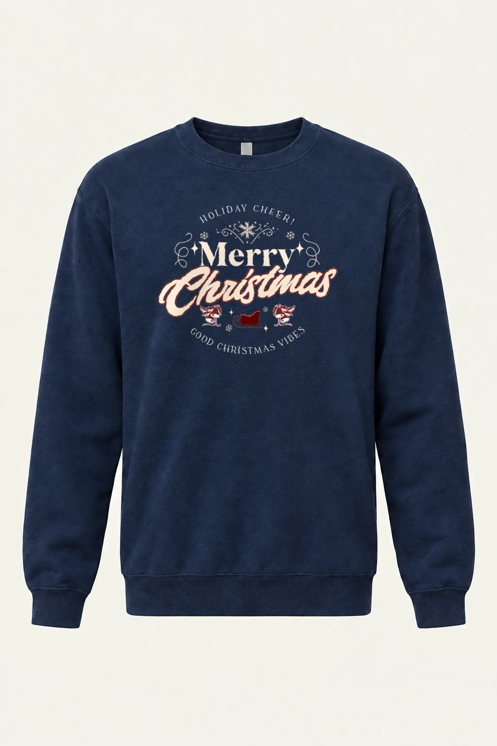 "Merry Christmas Sleigh" Heavy Blend Unisex Crewneck Sweatshirt | Gildan 18000