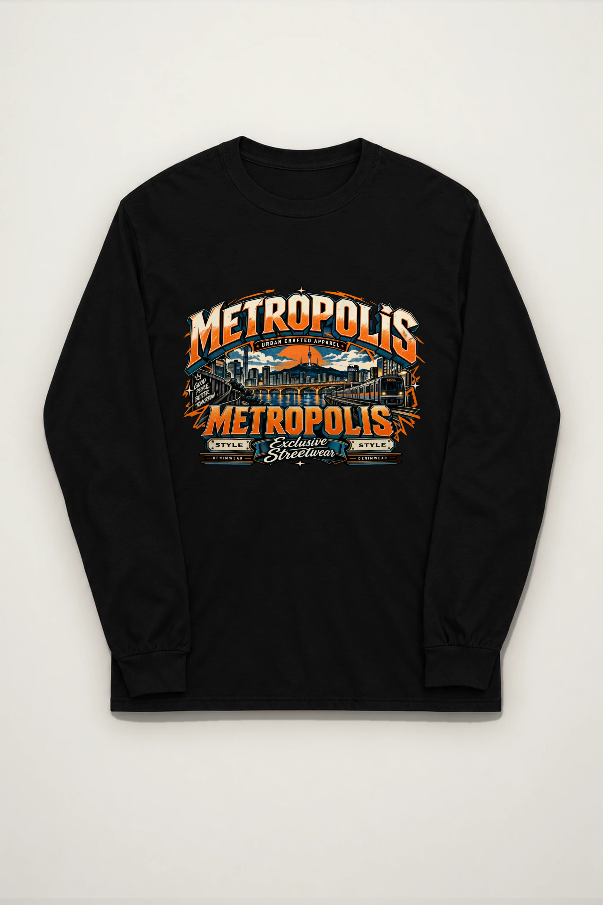 "Seoul Skyline Streetwear" Unisex Longsleeve T-shirt
