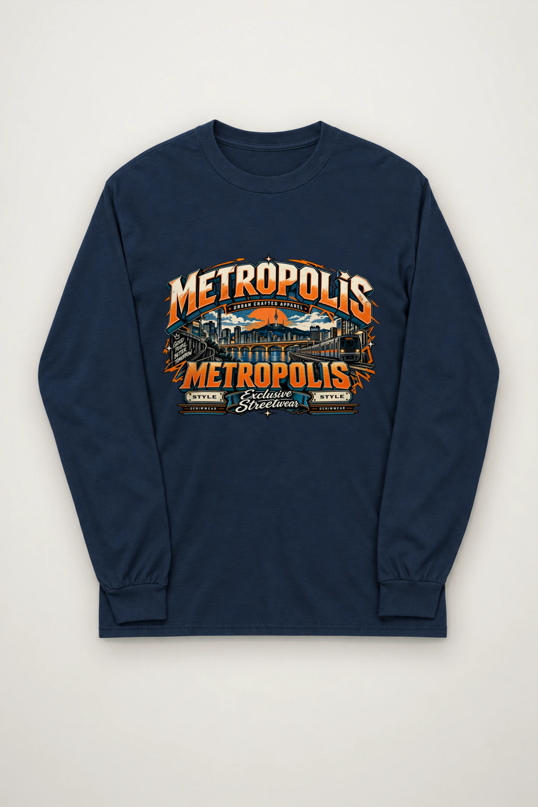 "Seoul Skyline Streetwear" Unisex Longsleeve T-shirt