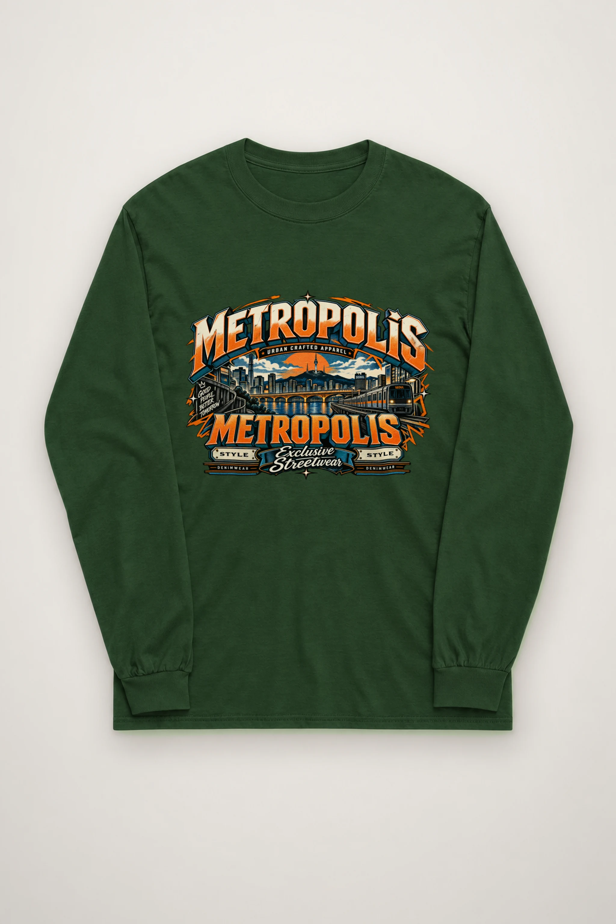 "Seoul Skyline Streetwear" Unisex Longsleeve T-shirt