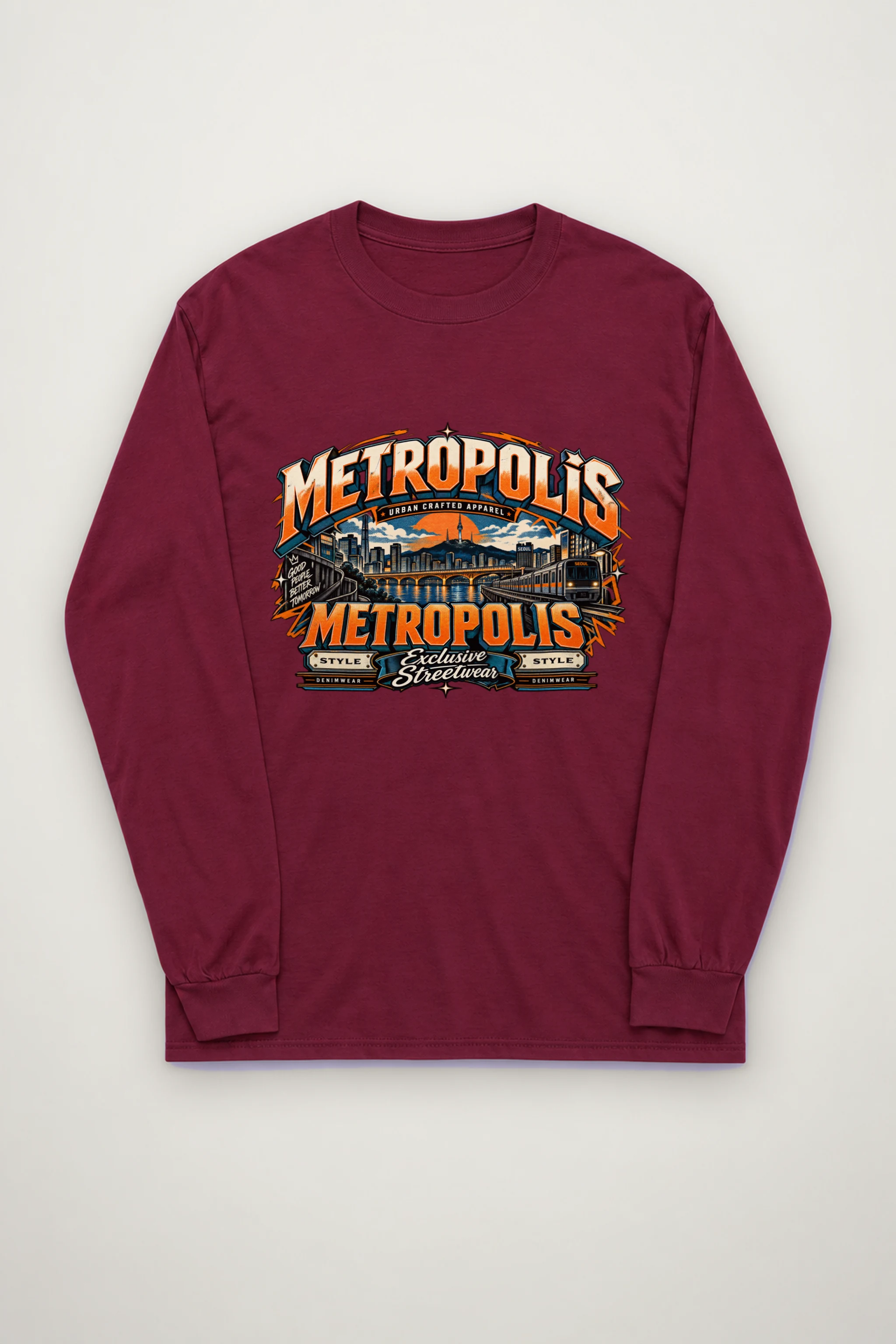 "Seoul Skyline Streetwear" Unisex Longsleeve T-shirt