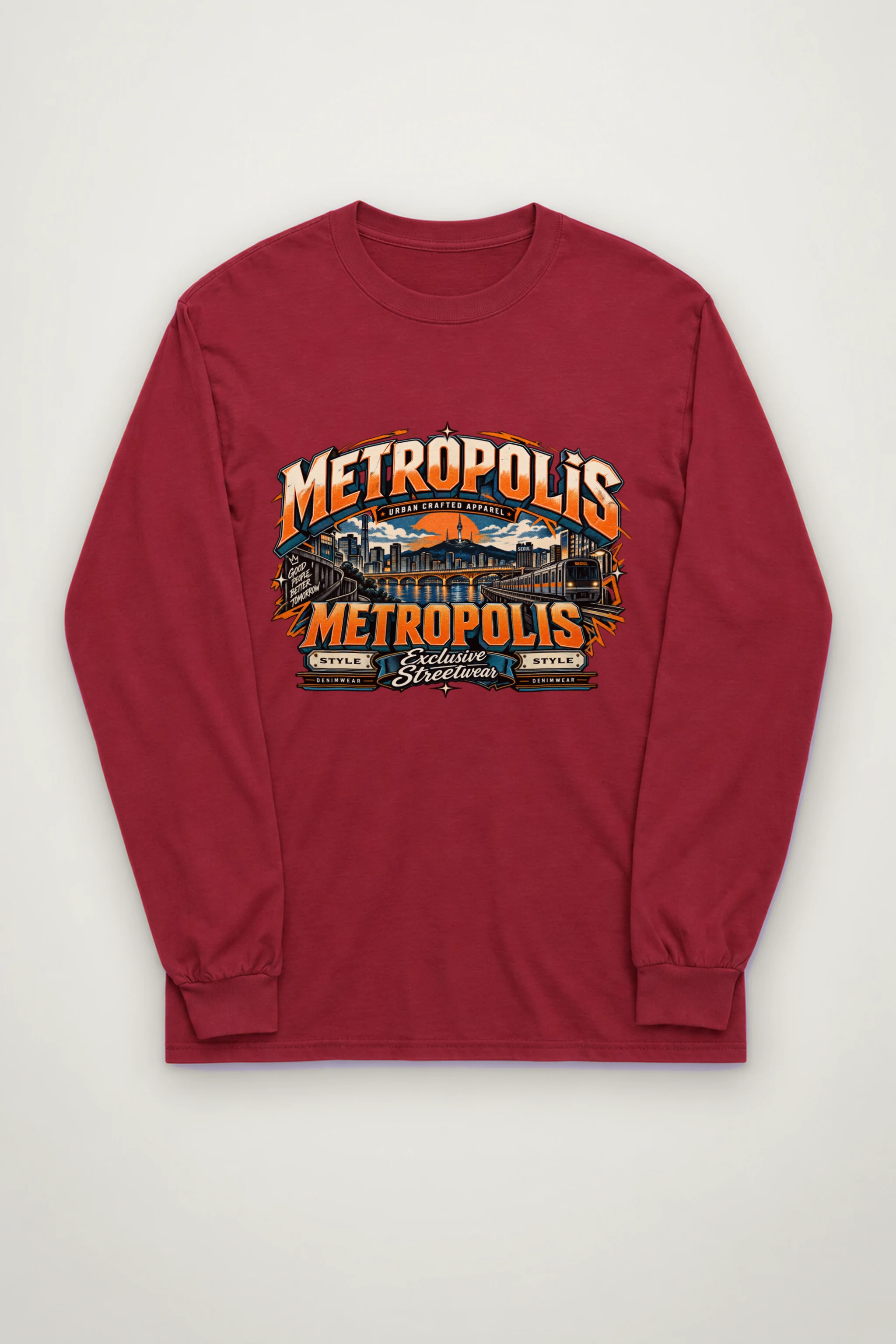 "Seoul Skyline Streetwear" Unisex Longsleeve T-shirt