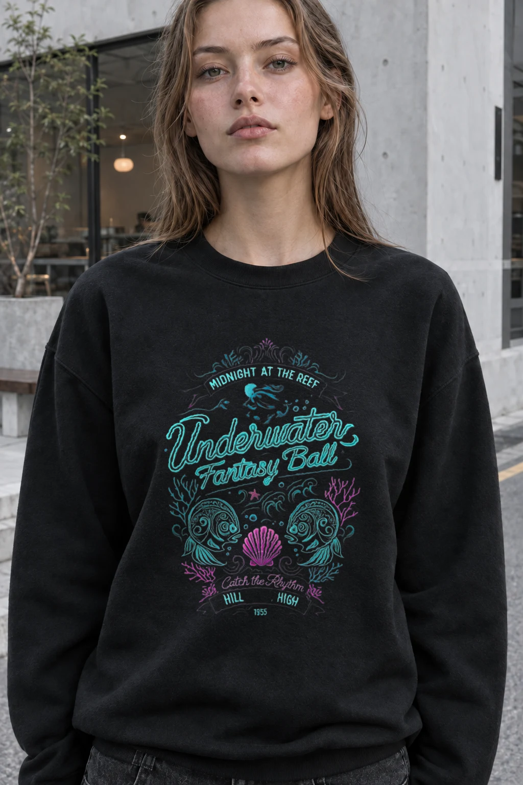 "Midnight At The Reef" Heavy Blend Unisex Crewneck Sweatshirt | Gildan 18000
