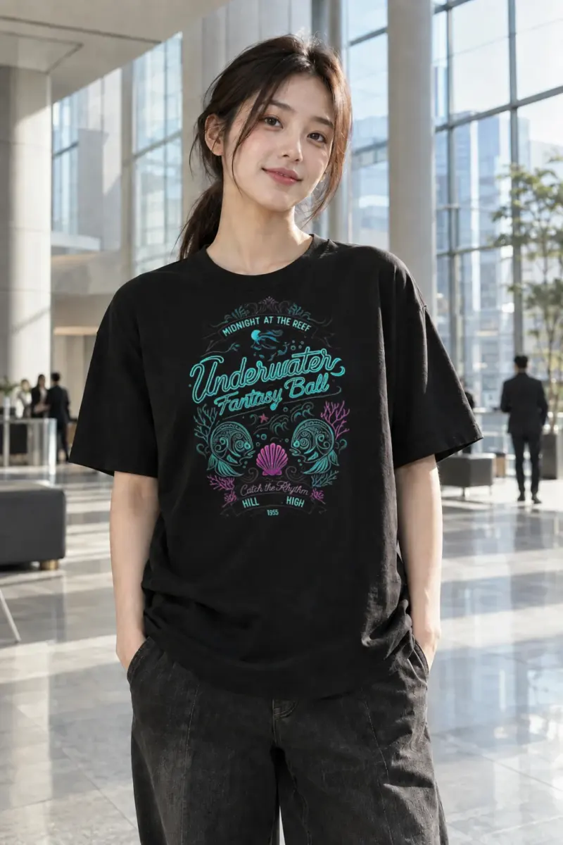 “Midnight At The Reef” Heavyweight Unisex Crewneck T-shirt | Gildan 5000