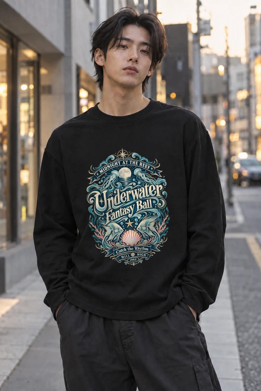 "Midnight At The Reef" Unisex Longsleeve T-shirt | Gildan 2400