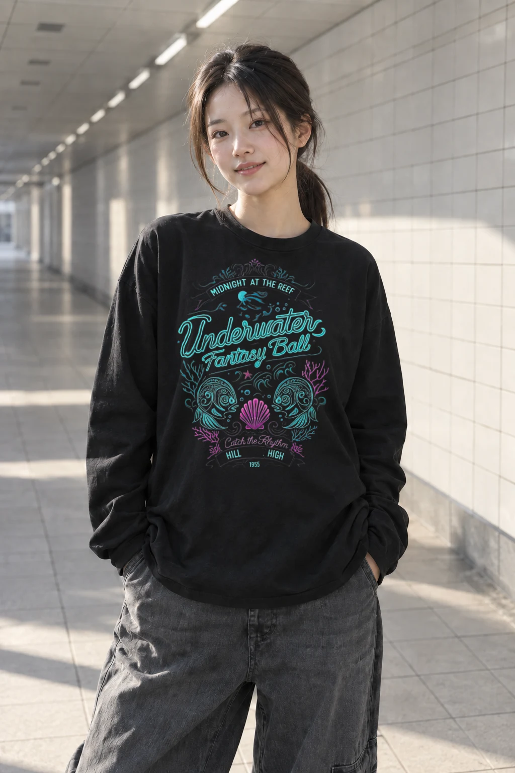 "Midnight At The Reef" Unisex Longsleeve T-shirt | Gildan 2400