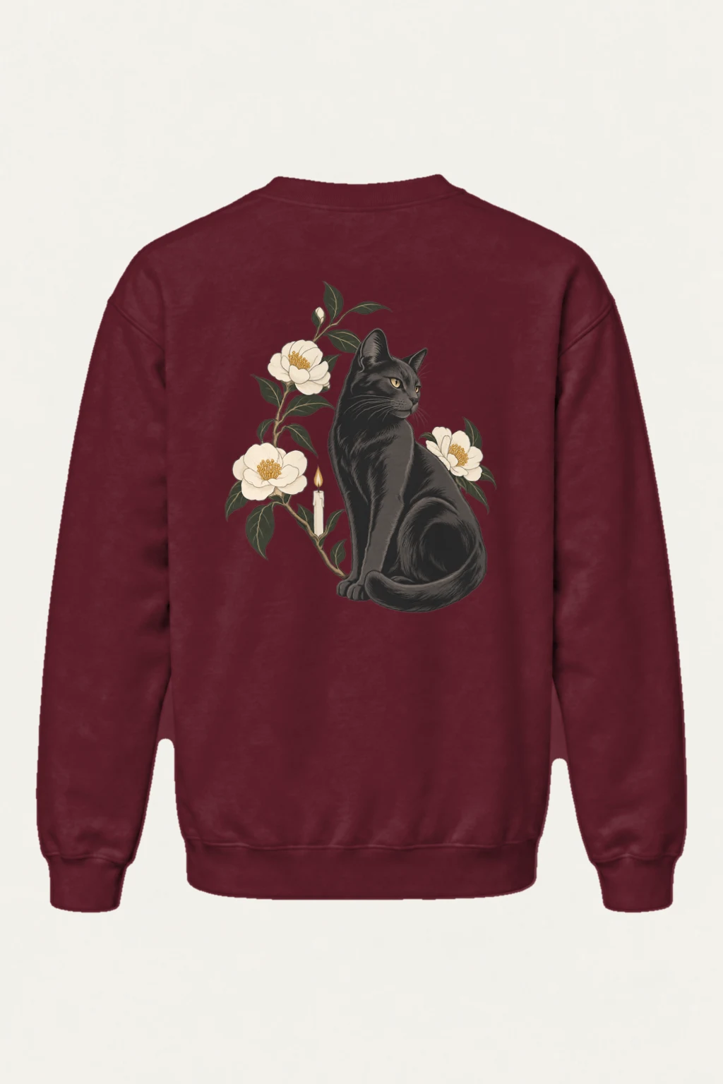 "Midnight Bloom Cat" Heavy Blend Unisex Crewneck Sweatshirt | Gildan 18000