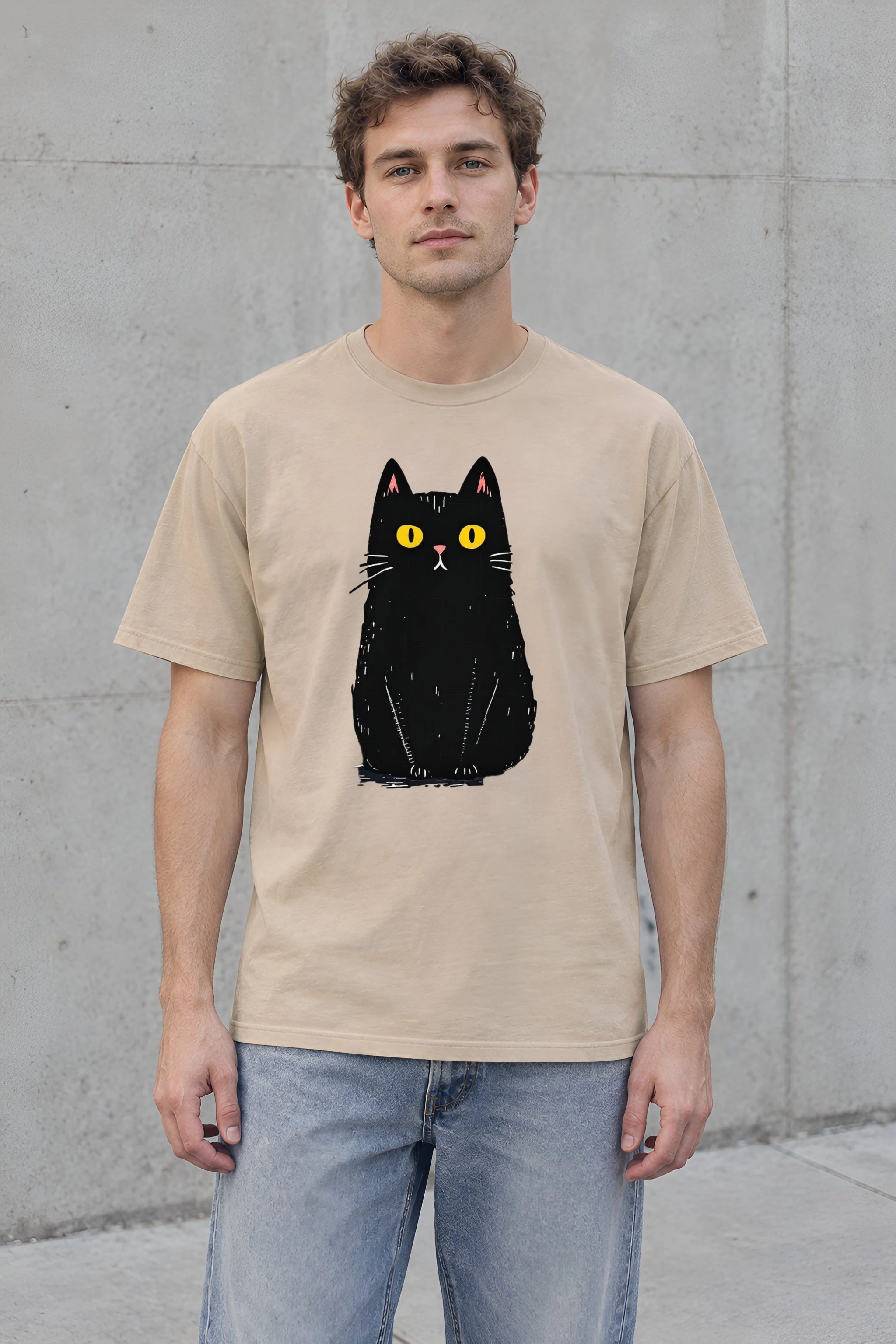 "Midnight Cat" Heavyweight Unisex Crewneck T-shirt