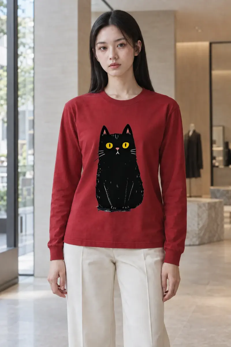 "Midnight Cat" Unisex Longsleeve T-shirt | Gildan 2400