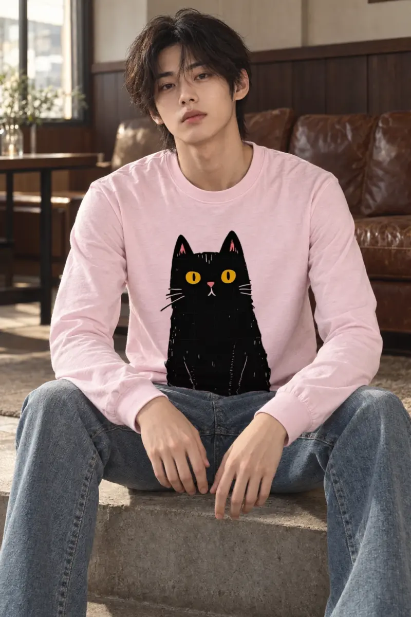 "Midnight Cat" Unisex Longsleeve T-shirt