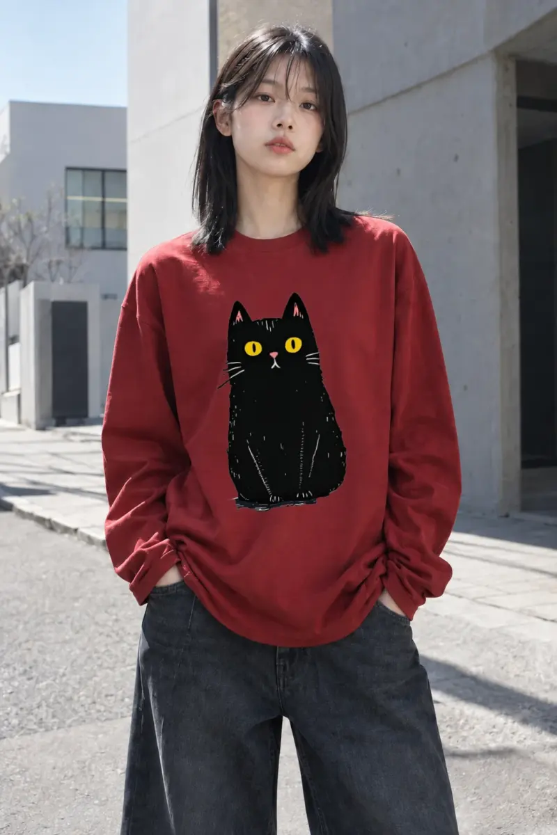 "Midnight Cat" Unisex Longsleeve T-shirt | Gildan 2400