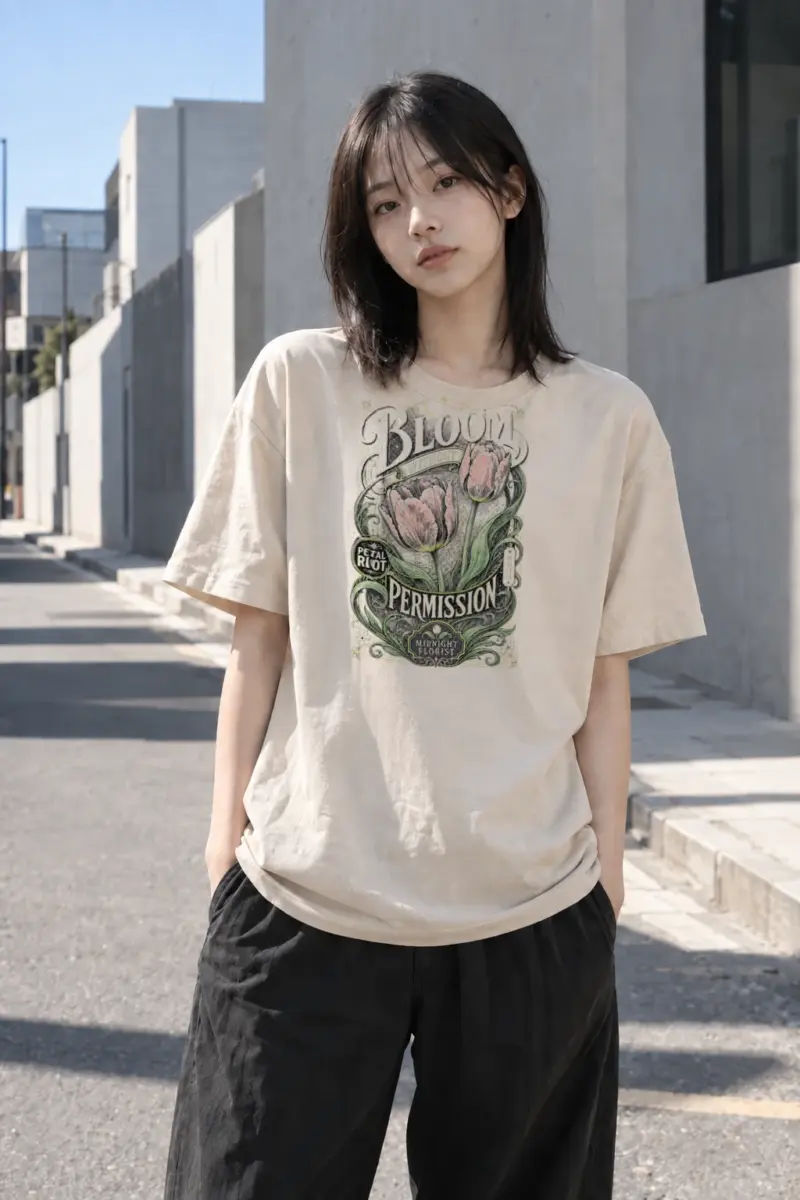 "Midnight Florist" Heavyweight Unisex Crewneck T-shirt | Gildan 5000