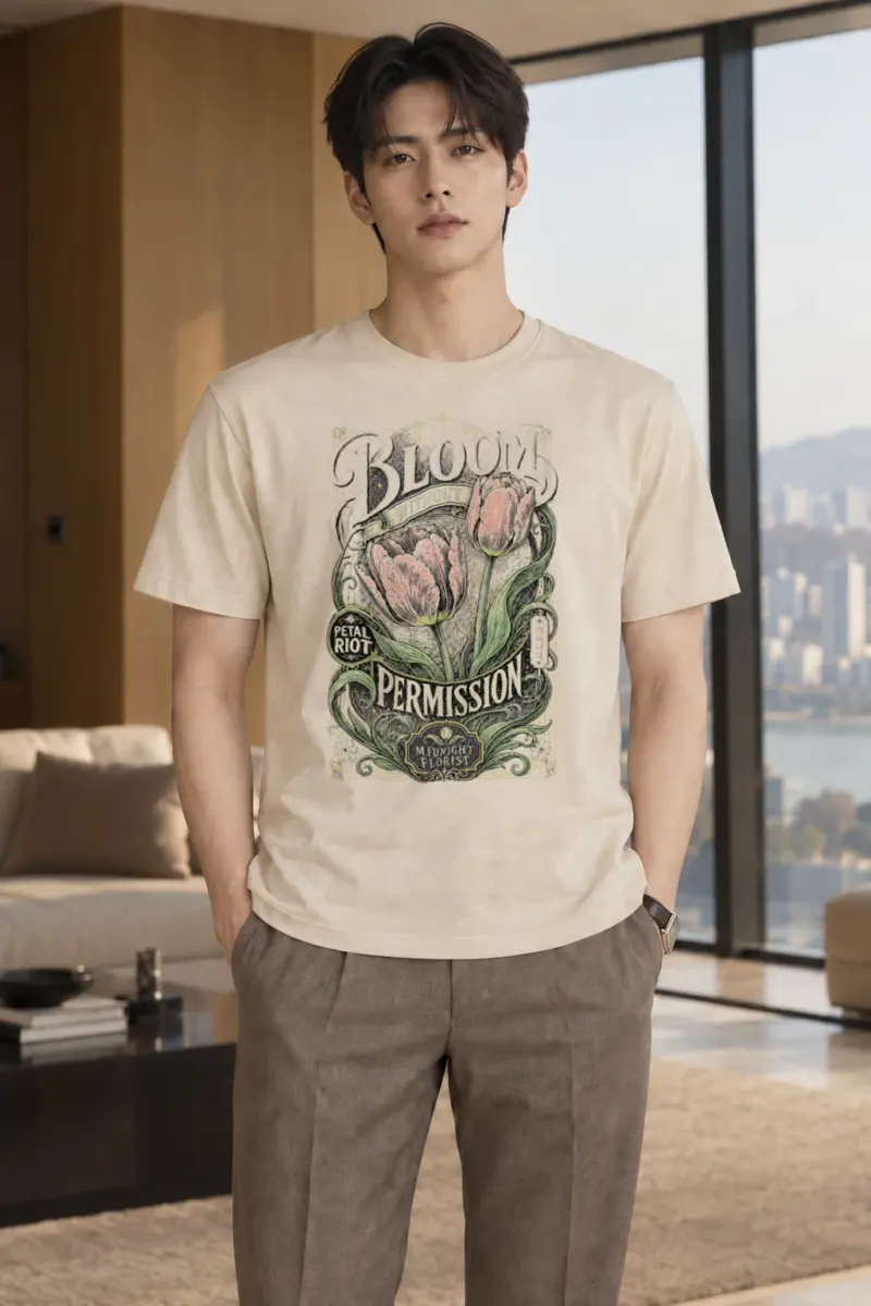 "Midnight Florist" Heavyweight Unisex Crewneck T-shirt | Gildan 5000