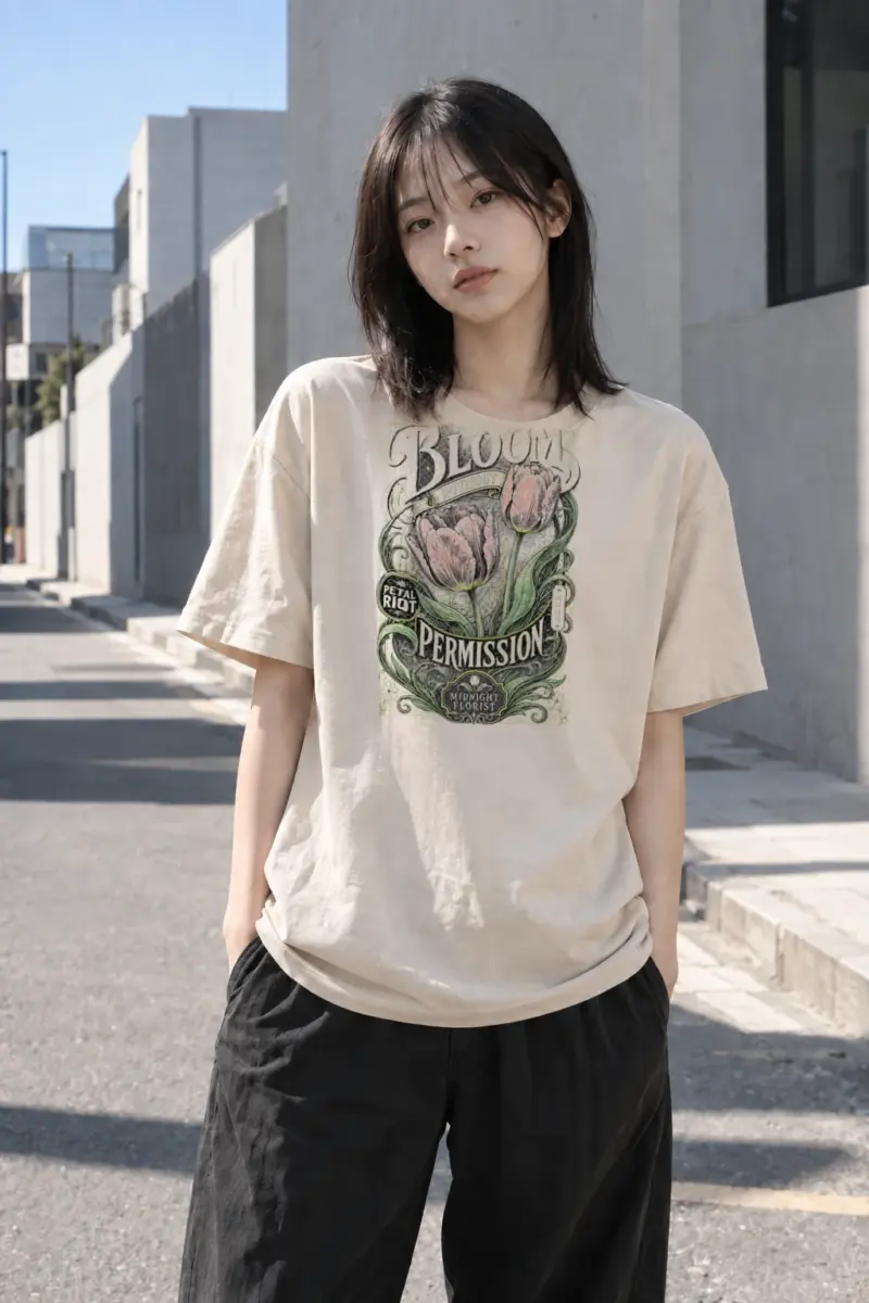 "Midnight Florist" Heavyweight Unisex Crewneck T-shirt | Gildan 5000