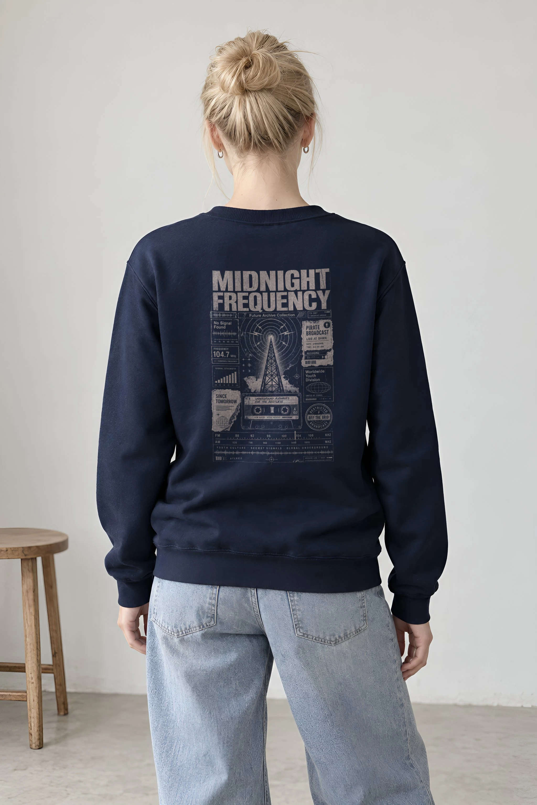 "Midnight Frequency" Heavy Blend Unisex Crewneck Sweatshirt