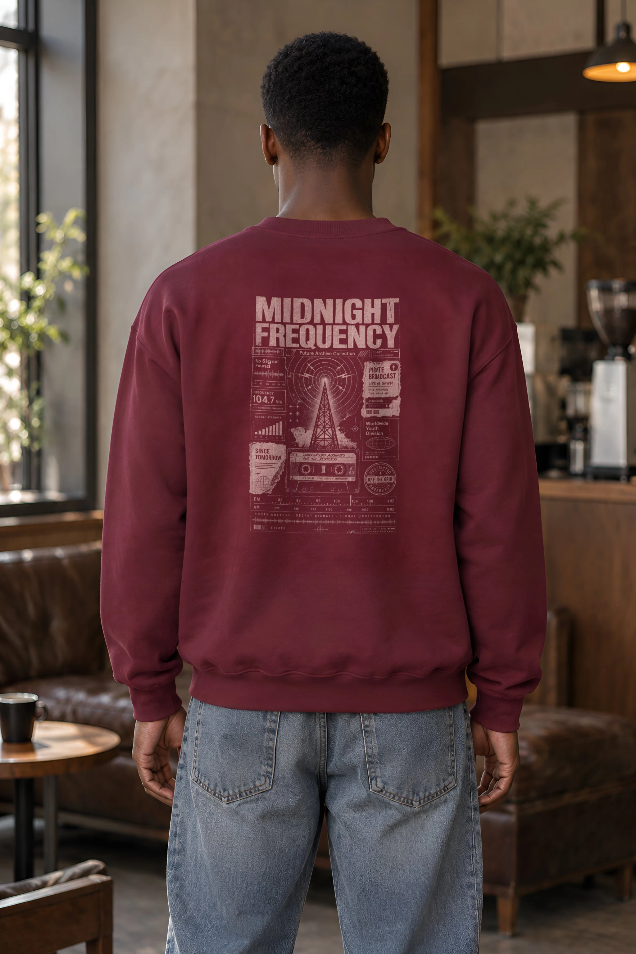 "Midnight Frequency" Heavy Blend Unisex Crewneck Sweatshirt