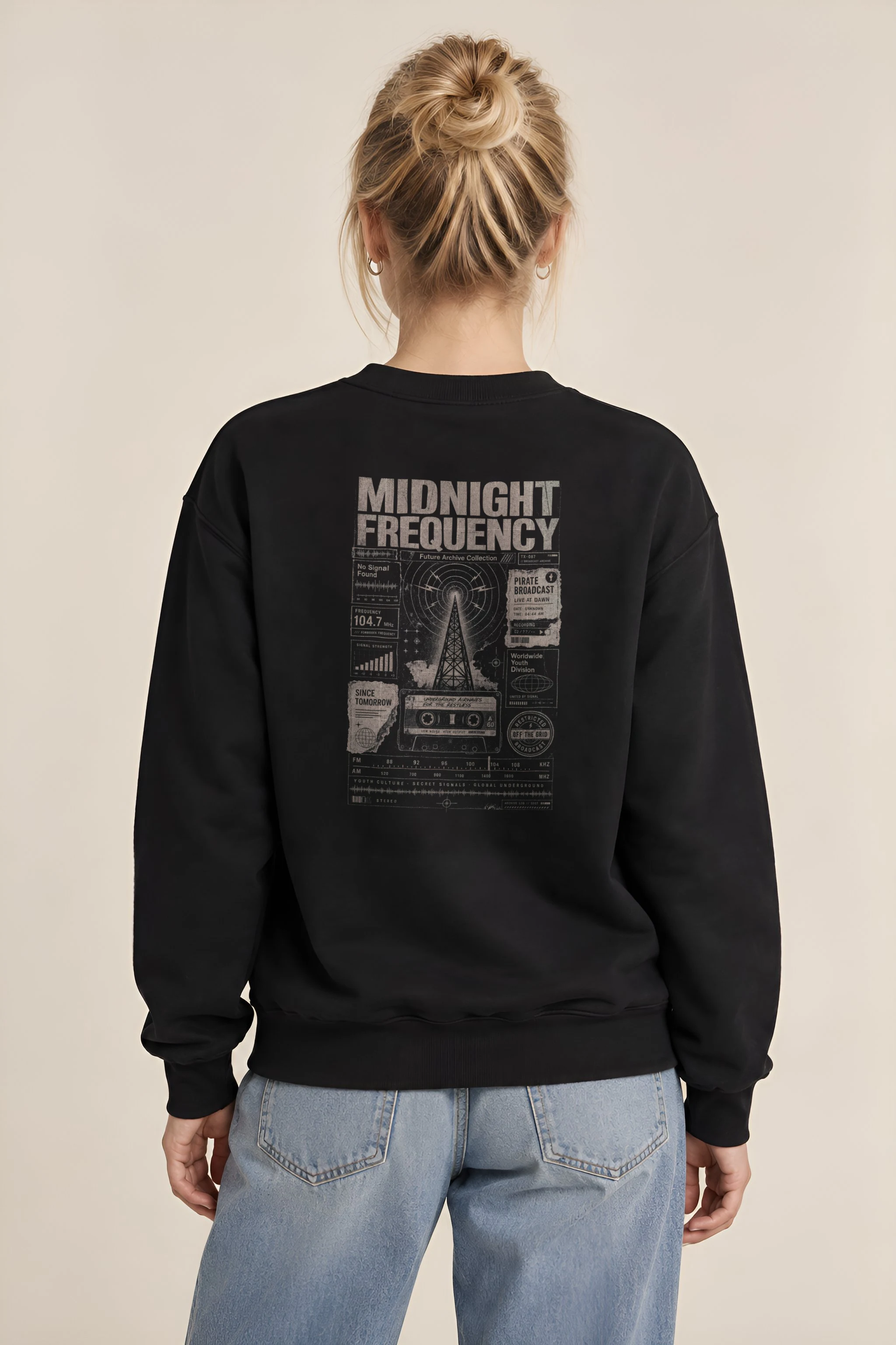 "Midnight Frequency" Heavy Blend Unisex Crewneck Sweatshirt