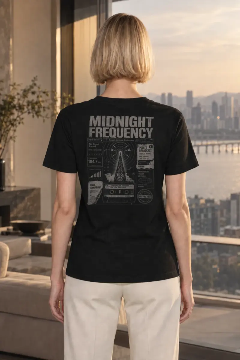 "Midnight Frequency" Heavyweight Unisex Crewneck T-shirt | Gildan 5000