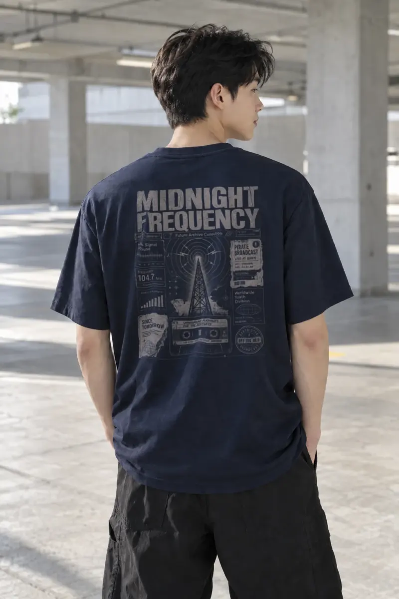 "Midnight Frequency" Heavyweight Unisex Crewneck T-shirt | Gildan 5000