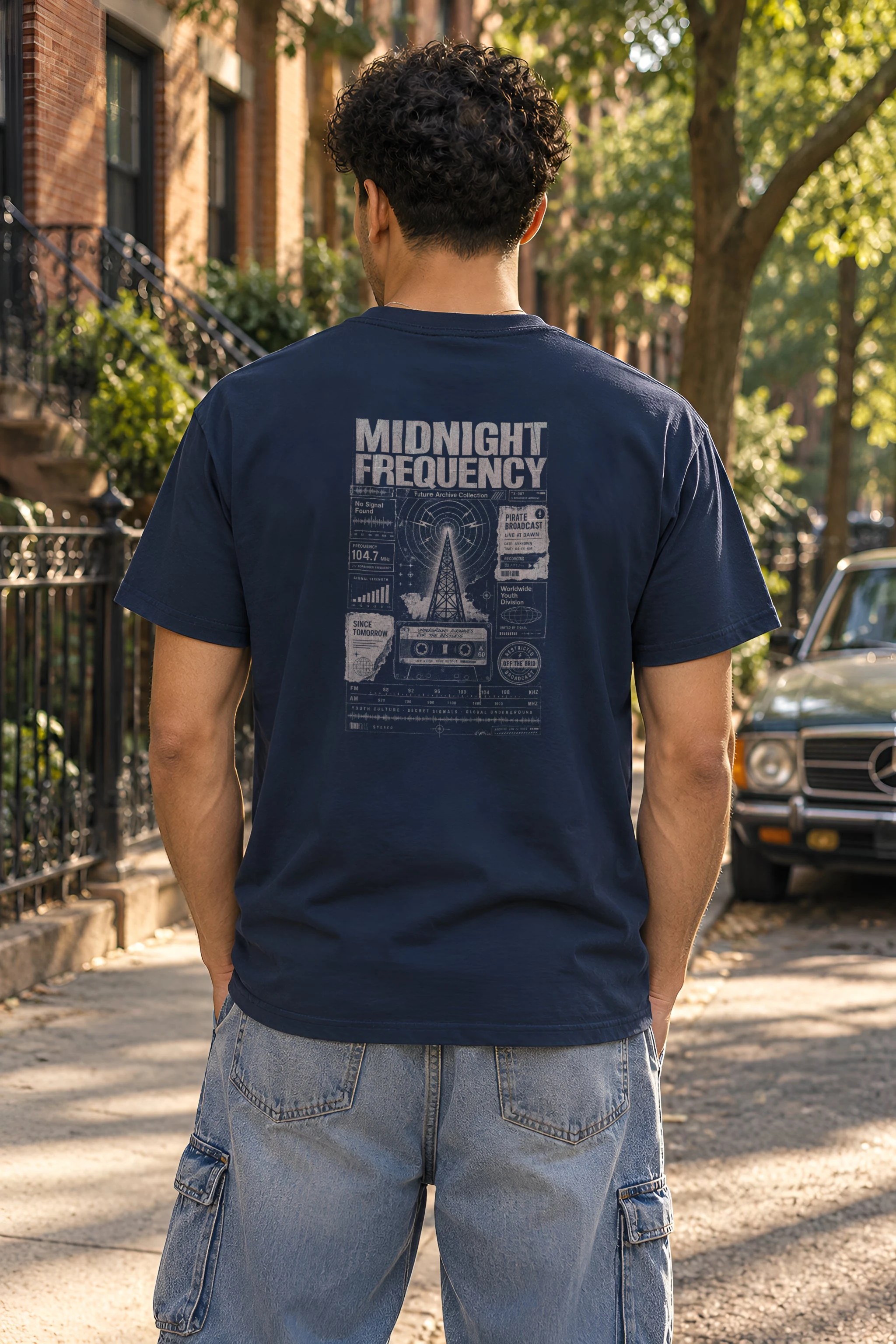 "Midnight Frequency" Heavyweight Unisex Crewneck T-shirt