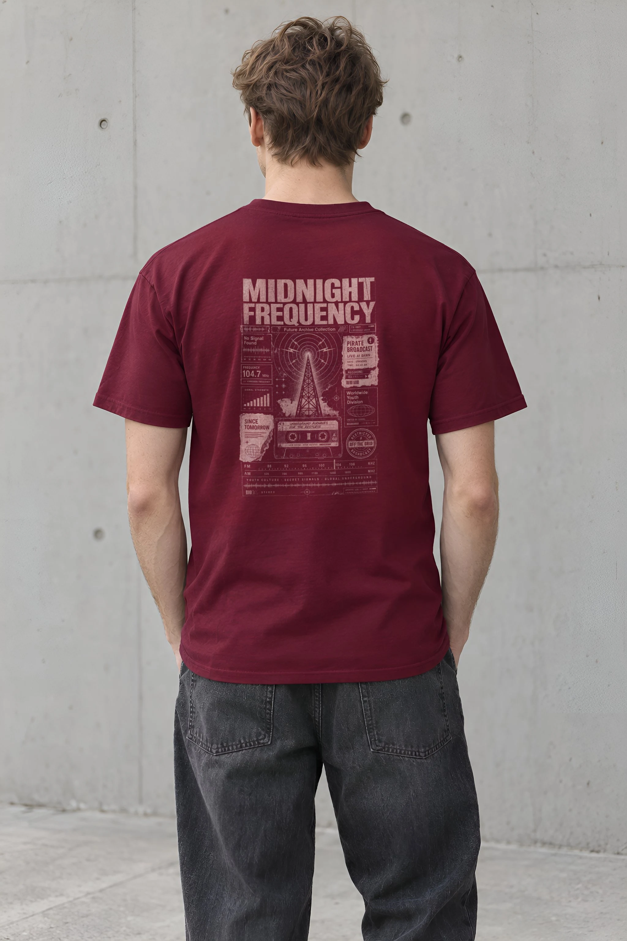 "Midnight Frequency" Heavyweight Unisex Crewneck T-shirt