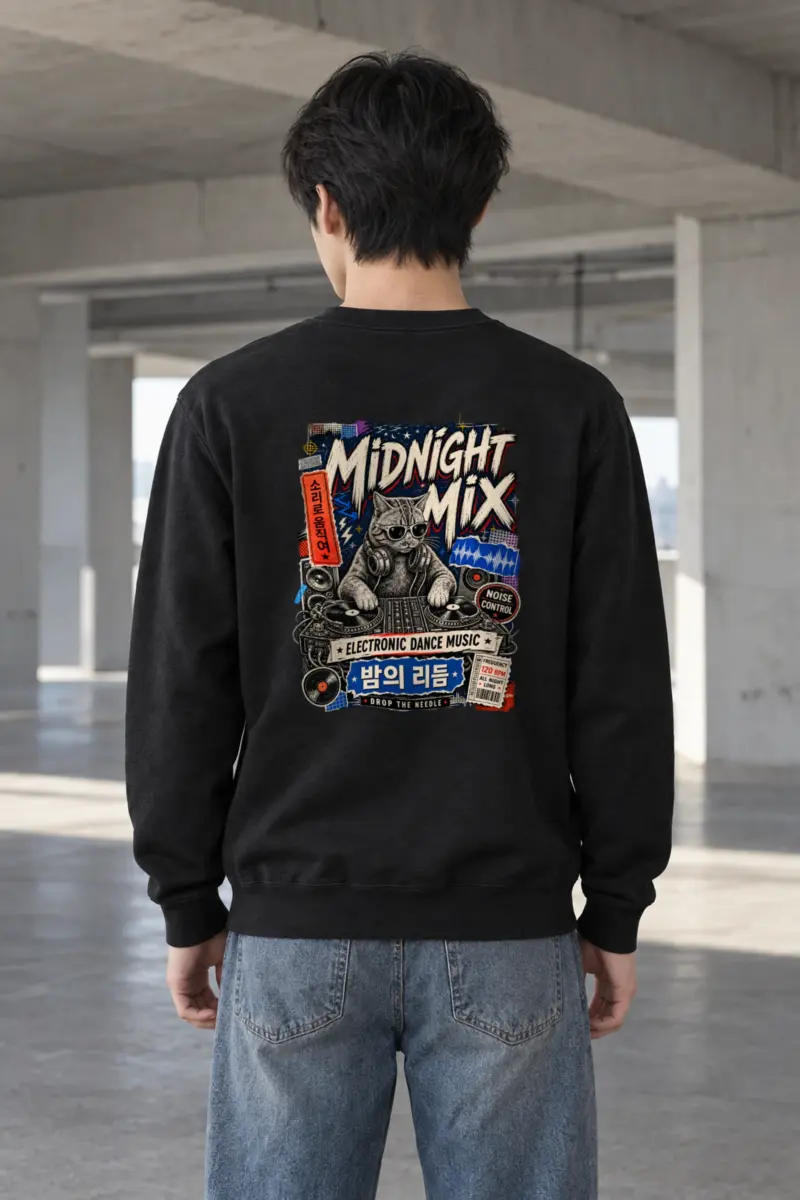 "Midnight Mix Cat" Heavy Blend Unisex Crewneck Sweatshirt