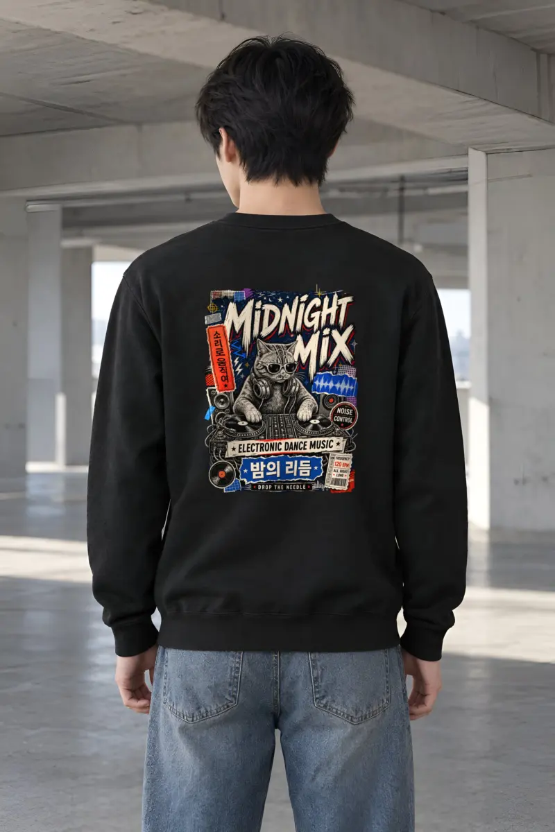 "Midnight Mix Cat" Heavy Blend Unisex Crewneck Sweatshirt