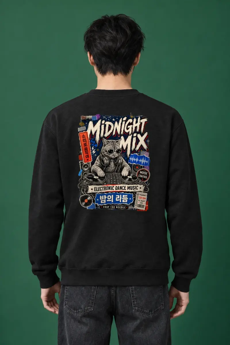 "Midnight Mix Cat" Heavy Blend Unisex Crewneck Sweatshirt