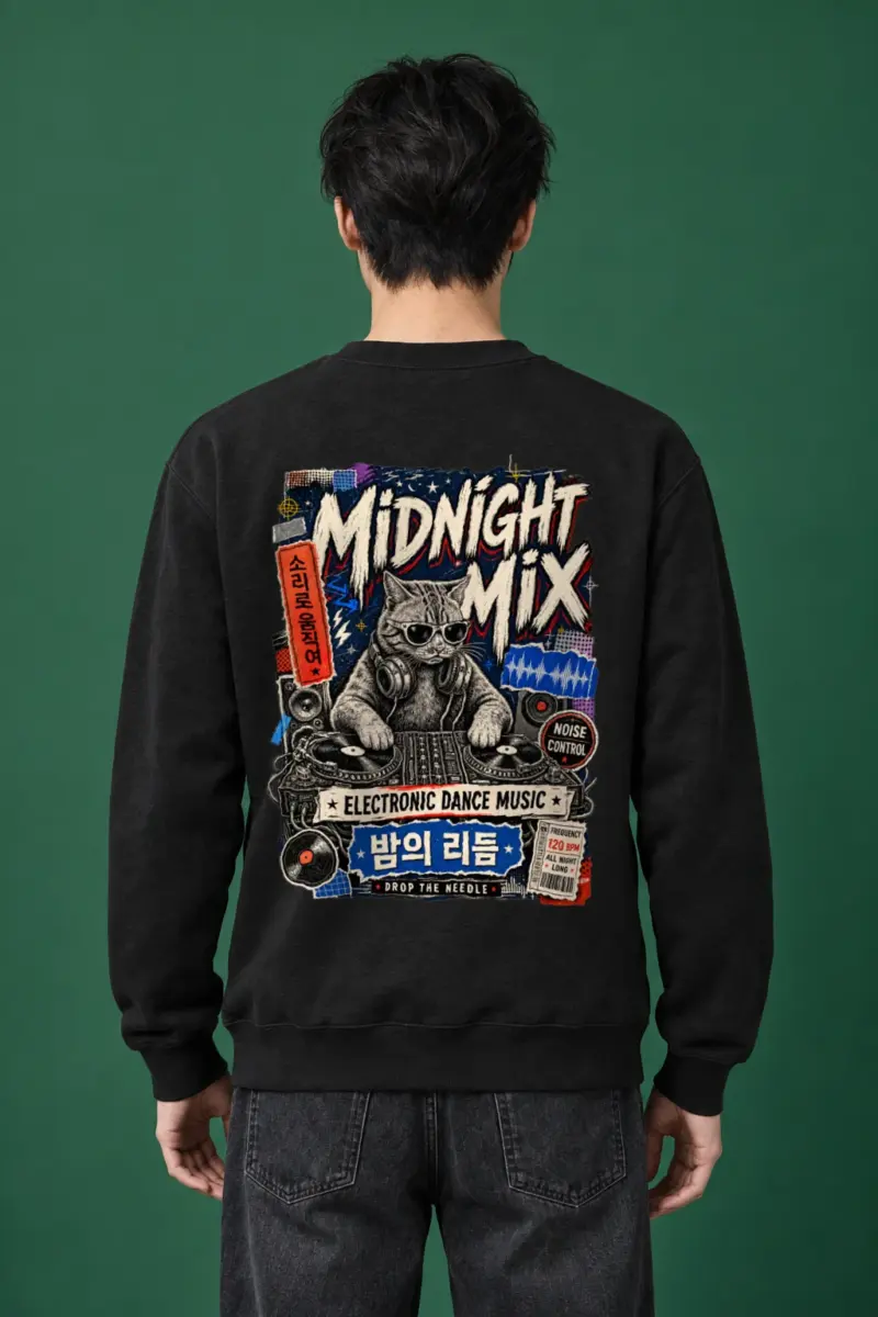 "Midnight Mix Cat" Heavy Blend Unisex Crewneck Sweatshirt