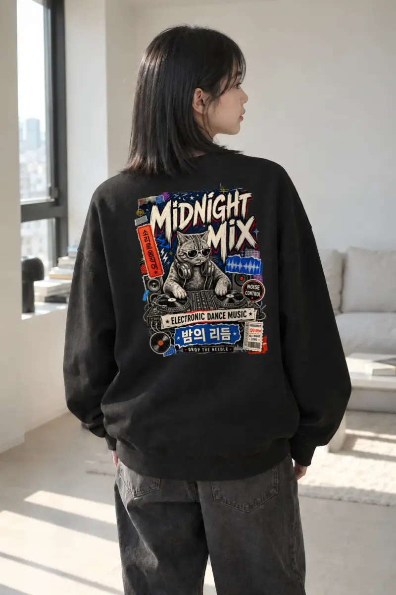"Midnight Mix Cat" Heavy Blend Unisex Crewneck Sweatshirt | Gildan 18000