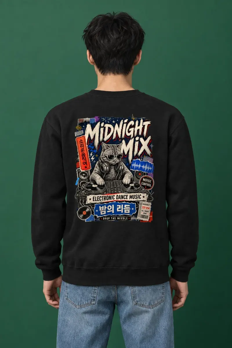 "Midnight Mix Cat" Heavy Blend Unisex Crewneck Sweatshirt