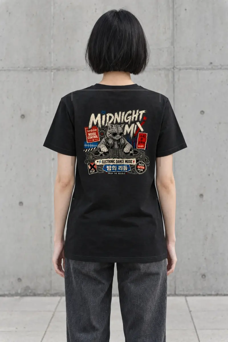 "Midnight Mix Cat" Heavyweight Unisex Crewneck T-shirt