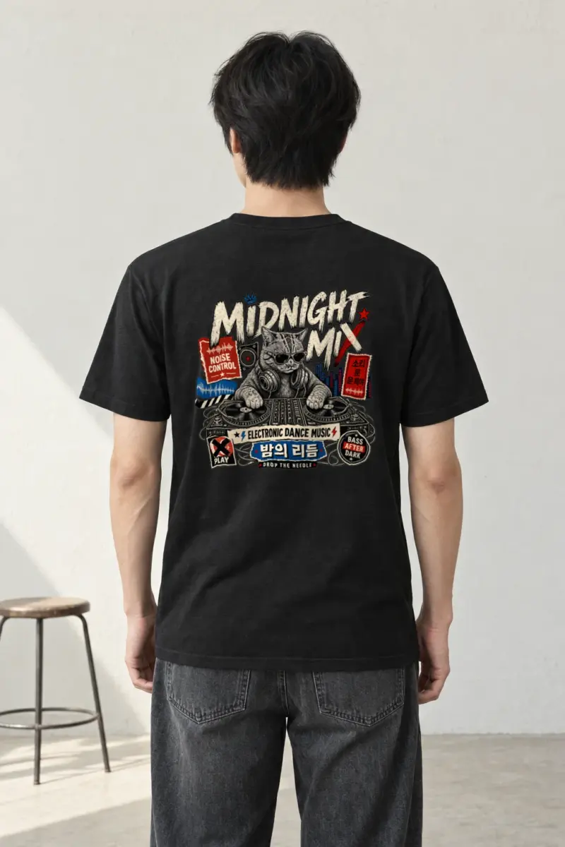 "Midnight Mix Cat" Heavyweight Unisex Crewneck T-shirt