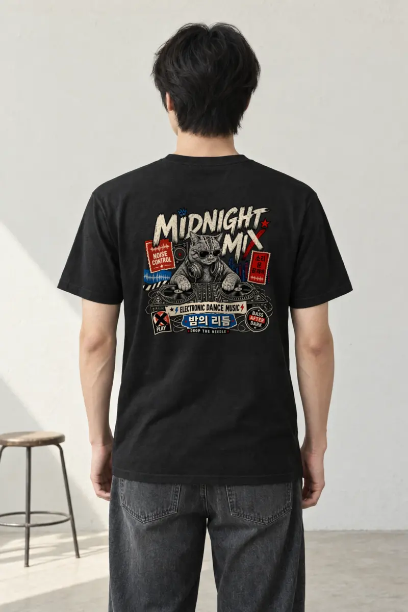 "Midnight Mix Cat" Heavyweight Unisex Crewneck T-shirt