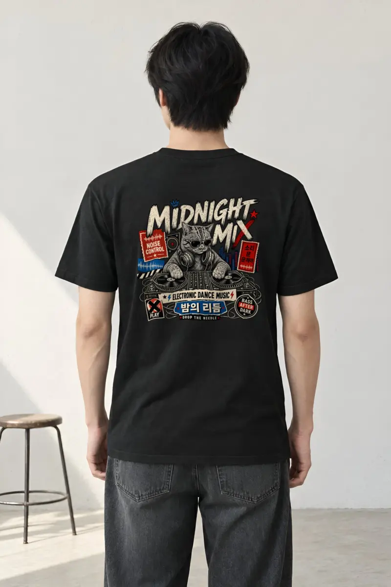 "Midnight Mix Cat" Heavyweight Unisex Crewneck T-shirt