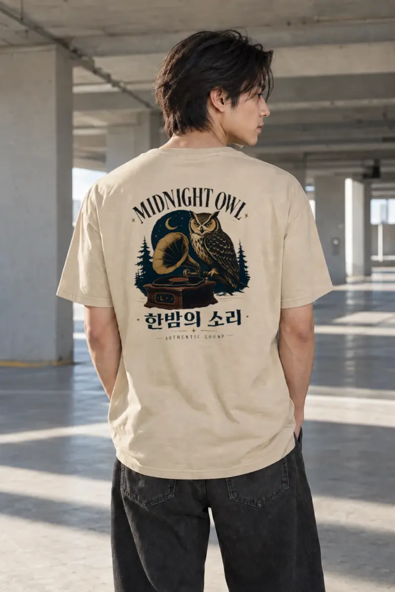 “Midnight Owl” Heavyweight Unisex Crewneck T-shirt | Gildan 5000
