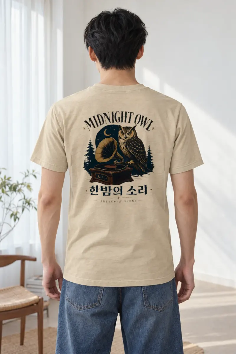 "Midnight Owl" Heavyweight Unisex Crewneck T-shirt