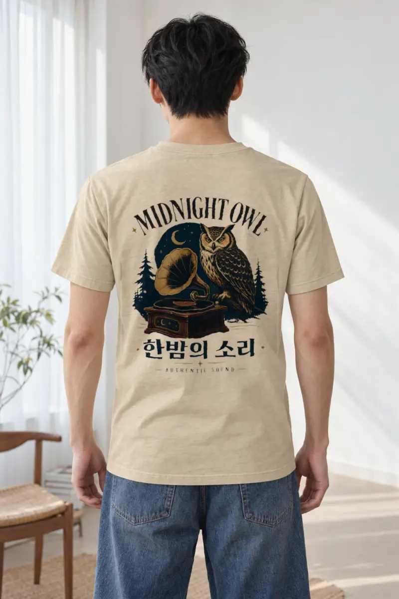 "Midnight Owl" Heavyweight Unisex Crewneck T-shirt