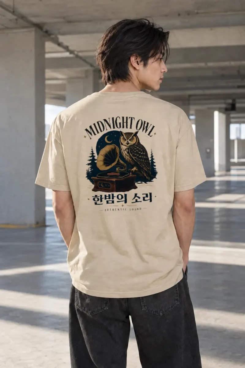 "Midnight Owl" Heavyweight Unisex Crewneck T-shirt | Gildan 5000