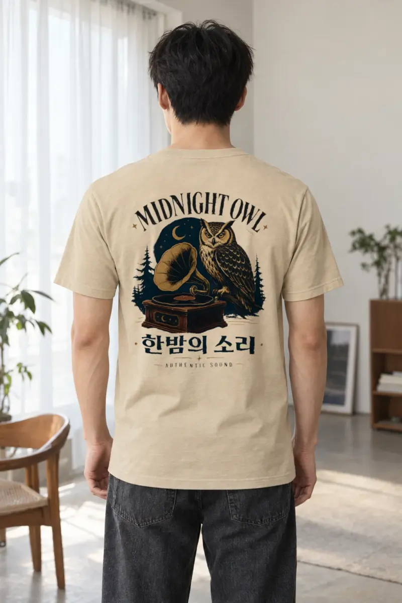 "Midnight Owl" Heavyweight Unisex Crewneck T-shirt | Gildan 5000