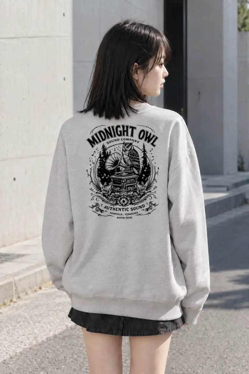 "Midnight Owl Sound" Heavy Blend Unisex Crewneck Sweatshirt | Gildan 18000